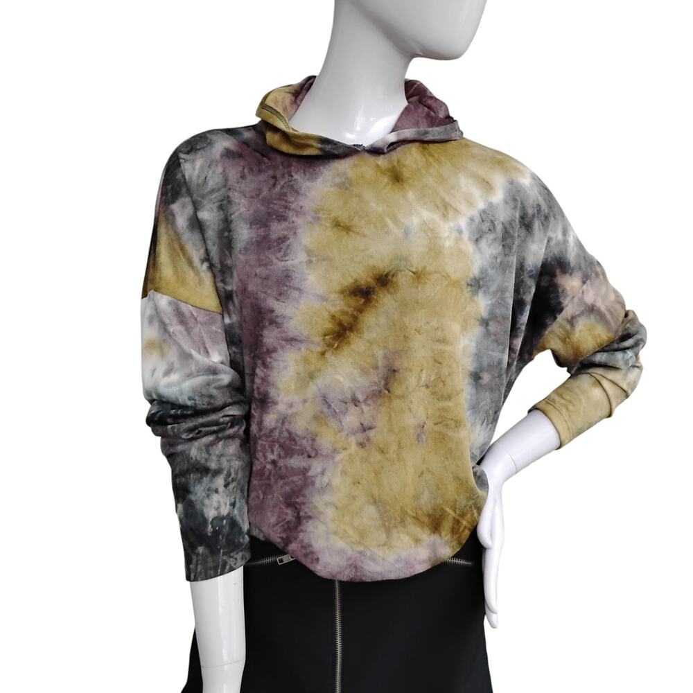 Venus Rules Hoodie Size Medium Earthy Tones Tie Dye Long Sleeve Lightweight